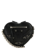 Balenciaga Woman Black Leather Mini Le Cagole Heart Crossbody Bag