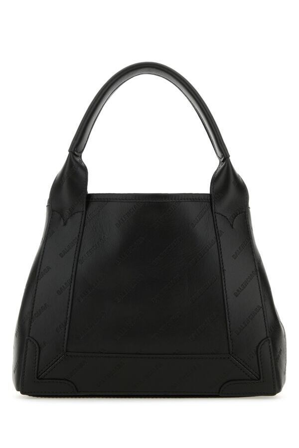 Balenciaga Woman Black Leather Cabas Navy Xs Handbag