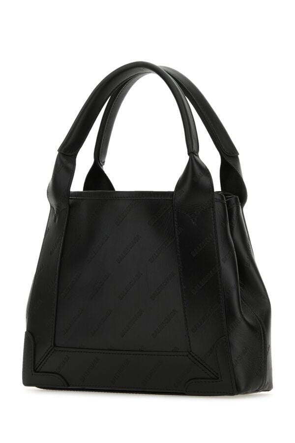 Balenciaga Woman Black Leather Cabas Navy Xs Handbag