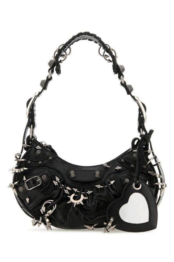 Balenciaga Woman Black Leather Le Cagole Xs Shoulder Bag