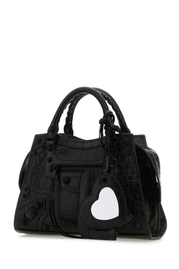 Balenciaga Woman Black Nappa Leather Neo Cagole Xs Handbag