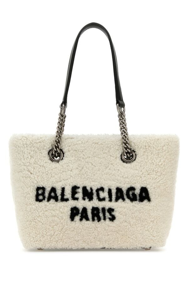 Balenciaga Woman White Shearling Duty Free S Handbag