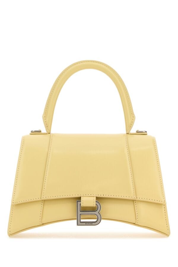 Balenciaga Woman Pastel Yellow Leather Small Hourglass Handbag