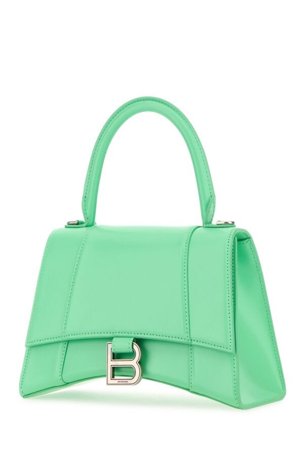 Balenciaga Woman Mint Green Leather Small Hourglass Handbag