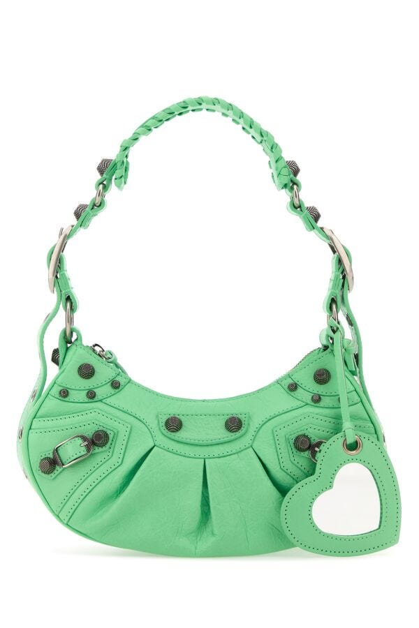 Balenciaga Woman Mint Green Nappa Leather Le Cagole Xs Shoulder Bag