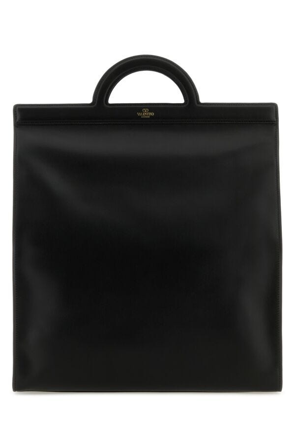 Valentino Garavani Man Black Leather Shopping Bag
