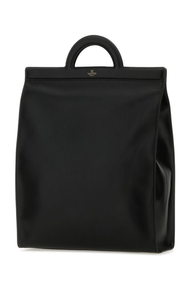 Valentino Garavani Man Black Leather Shopping Bag