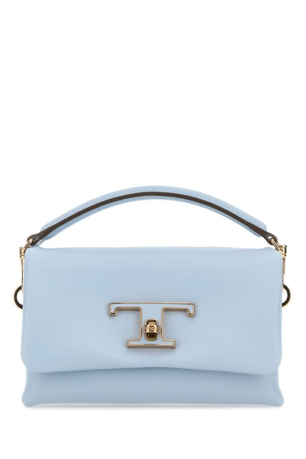 Tod's Woman Powder Blue Leather Micro T Timeless Handbag