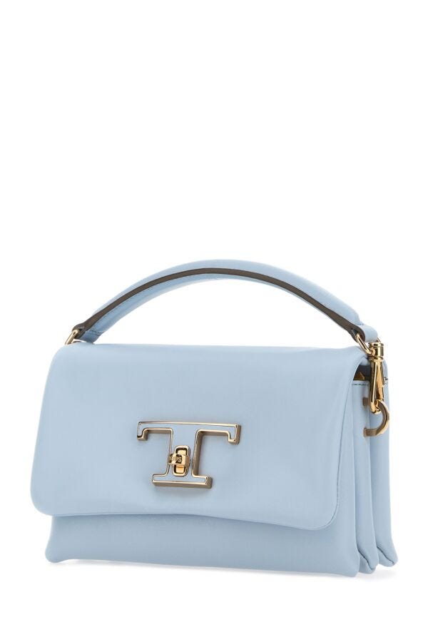 Tod's Woman Powder Blue Leather Micro T Timeless Handbag