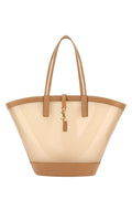 Saint Laurent Woman Two-Tone Vinyl And Leather Panier Shopping Bag