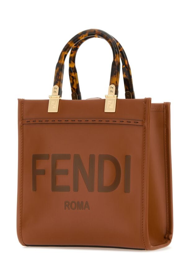 Fendi Woman Caramel Leather Small Sunshine Shopping Bag
