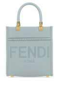 Fendi Woman Light-Blue Leather Mini Sunshine Handbag