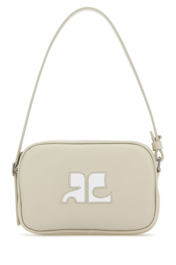 Courreges Woman Sand Leather Slim Shoulder Bag