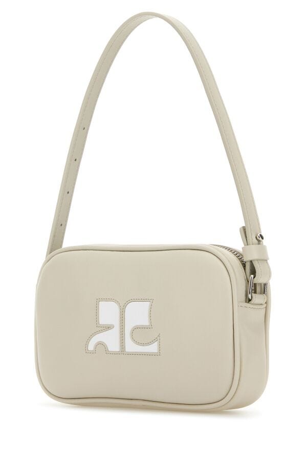 Courreges Woman Sand Leather Slim Shoulder Bag
