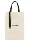 Palm Angels Man Ivory Canvas Shopping Bag