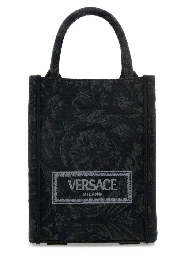 Versace Man Embroidered Fabric Mini Athena Handbag
