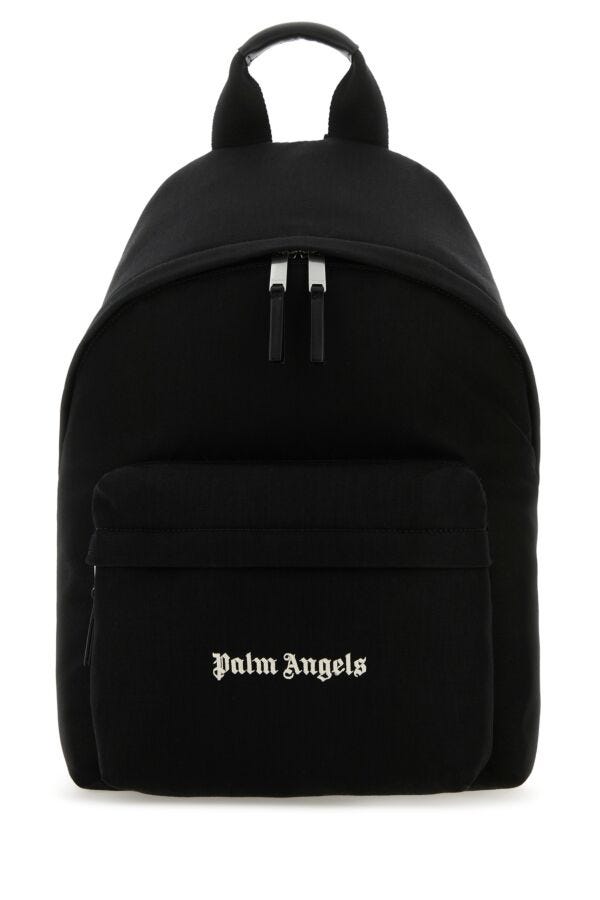 Palm Angels Man Black Canvas Cordura Backpack