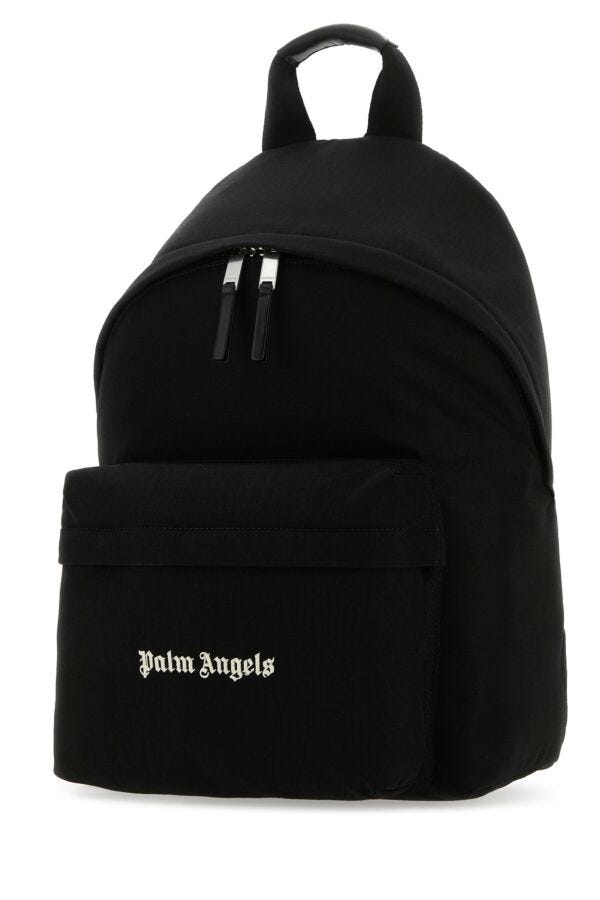 Palm Angels Man Black Canvas Cordura Backpack