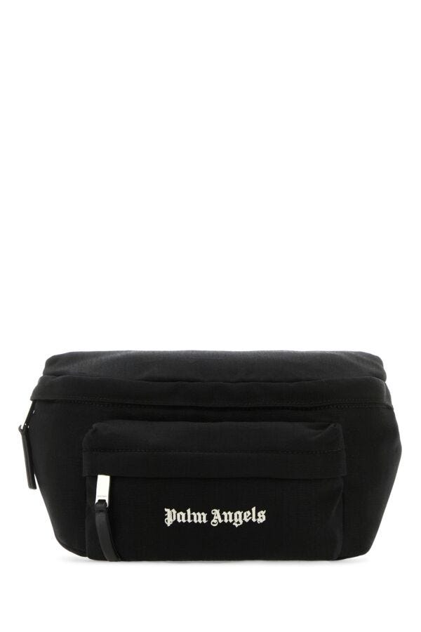 Palm Angels Man Black Canvas Cordura Belt Bag