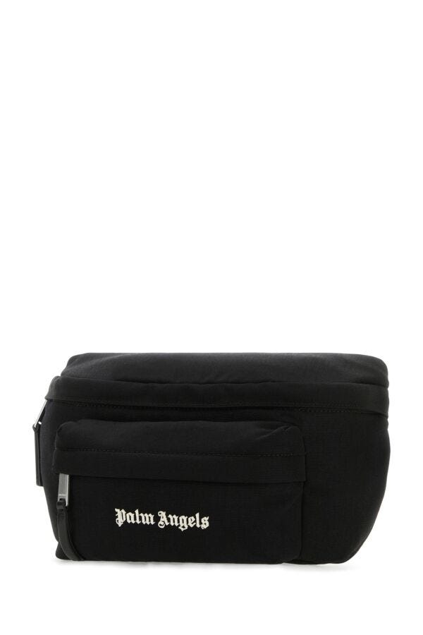Palm Angels Man Black Canvas Cordura Belt Bag