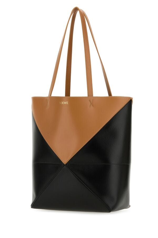 Loewe Woman Two-Tone Leather Medium Puzzle Fold Shopping Bag
