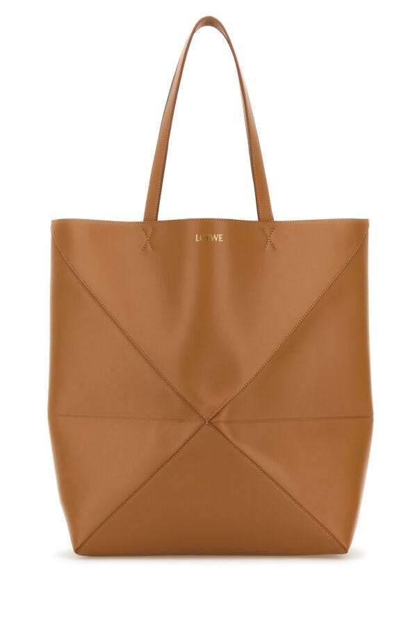 Loewe Man Camel Leather Large Puzzle Fold Shopping Bag