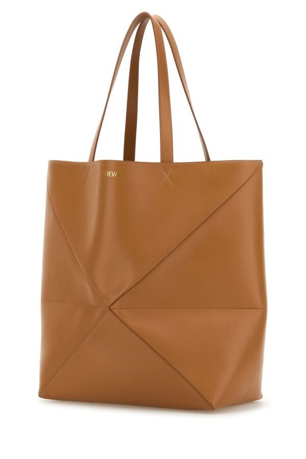 Loewe Man Camel Leather Large Puzzle Fold Shopping Bag