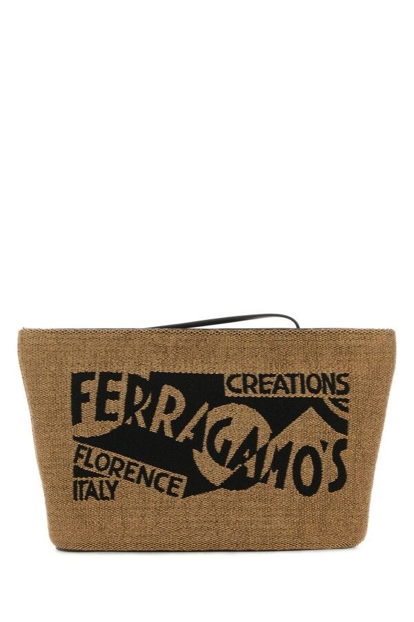 Salvatore Ferragamo Woman Camel Fabric Pouch