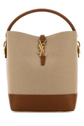 Saint Laurent Woman Two-Tone Canvas And Leather Le 37 Bucket Bag