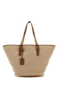 Saint Laurent Woman Biscuit Canvas Panier Shopping Bag
