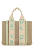 Chloe Woman Multicolor Linen Small Woody Shopping Bag
