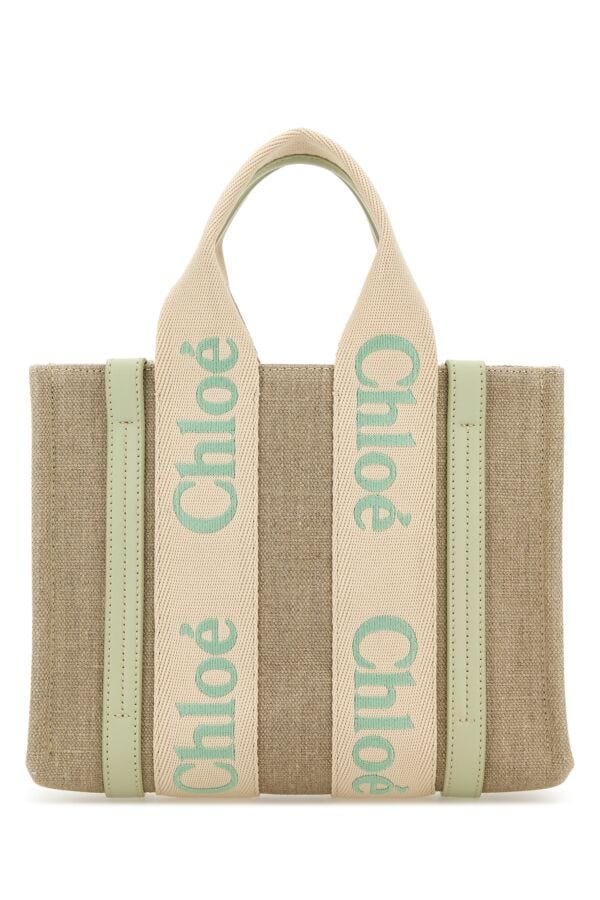 Chloe Woman Multicolor Linen Small Woody Shopping Bag