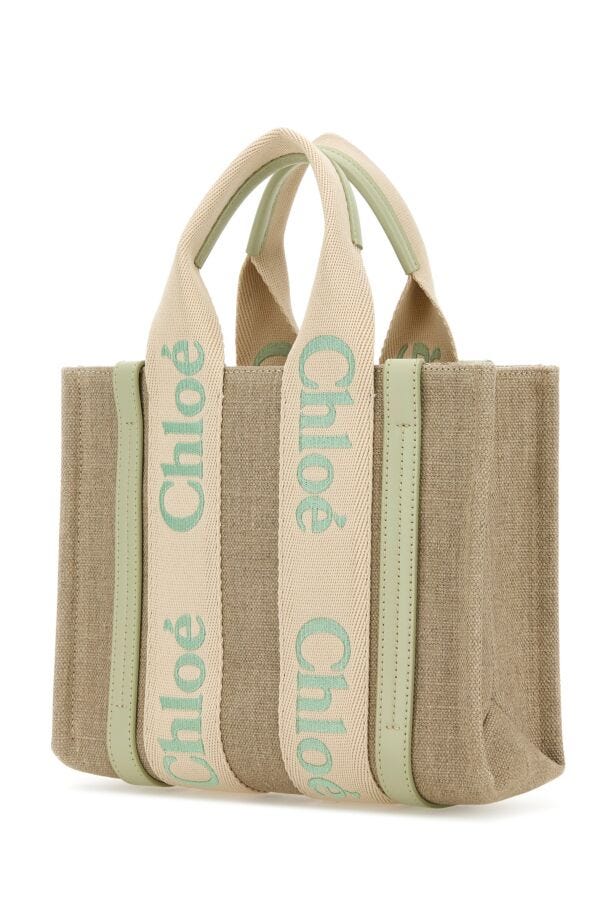 Chloe Woman Multicolor Linen Small Woody Shopping Bag