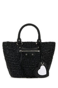 Balenciaga Woman Black Raffia Small Le Cagole Handbag