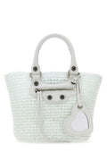 Balenciaga Woman White Raffia Small Le Cagole Panier Handbag
