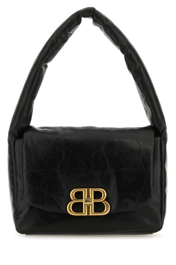 Balenciaga Woman Black Nappa Leather Small Monaco Shoulder Bag