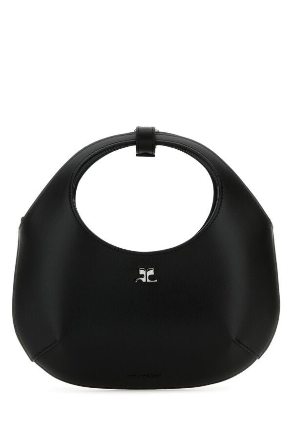 Courreges Woman Black Leather Mini Holy Handbag