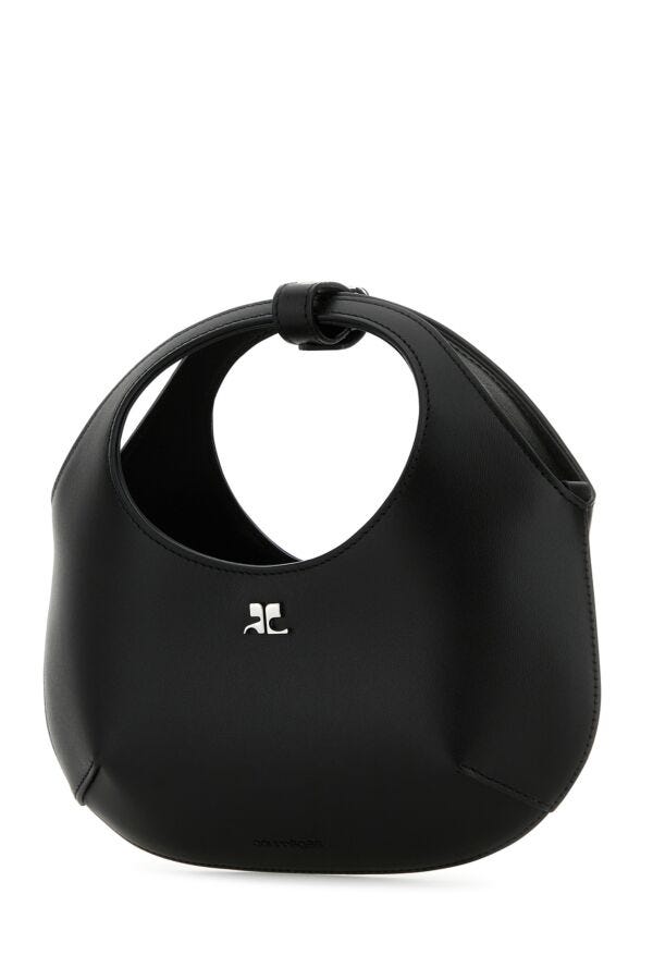 Courreges Woman Black Leather Mini Holy Handbag