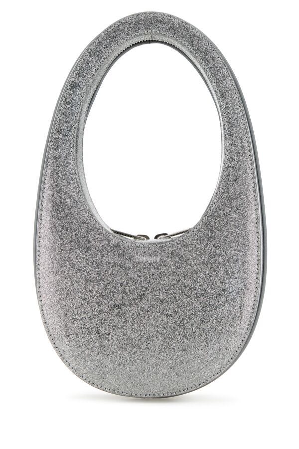 Coperni Woman Silver Leather Mini Swipe Handbag