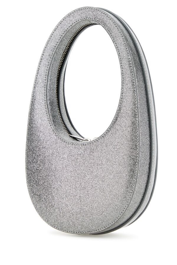 Coperni Woman Silver Leather Mini Swipe Handbag