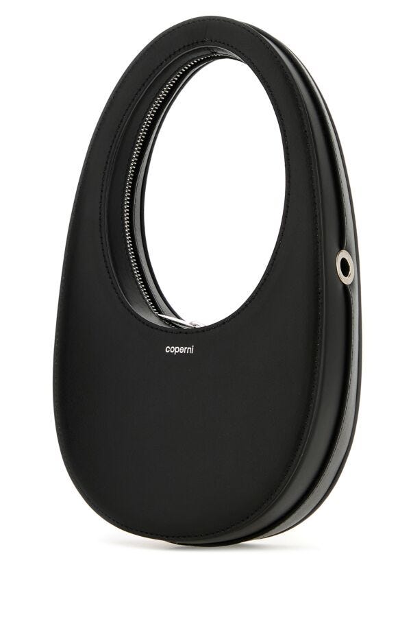 Coperni Woman Black Leather Mini Swipe Handbag
