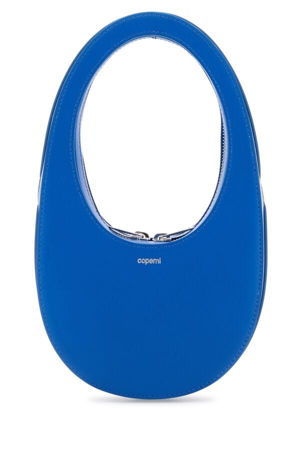 Coperni Woman Blue Leather Mini Swipe Handbag
