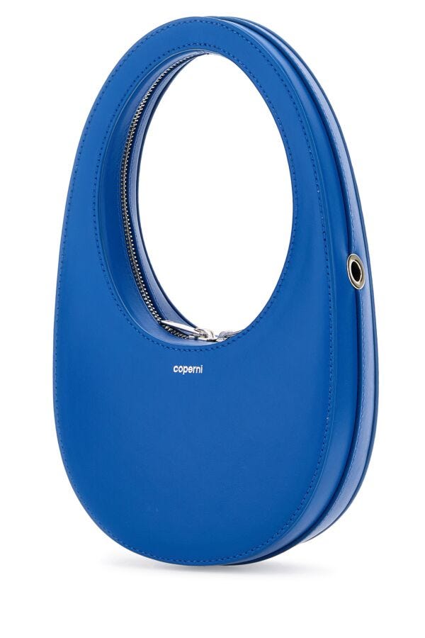 Coperni Woman Blue Leather Mini Swipe Handbag