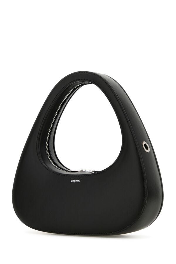 Coperni Woman Black Leather Baguette Swipe Handbag
