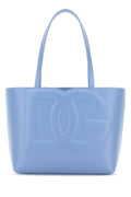 Dolce & Gabbana Woman Powder Blue Leather Logo Shopping Bag