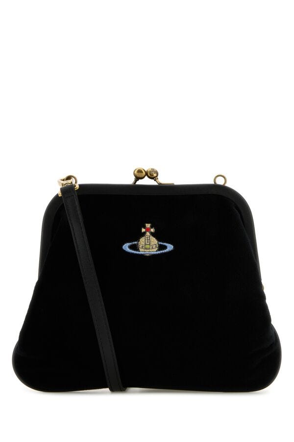 Vivienne Westwood Woman Black Velvet Vivienne Clutch