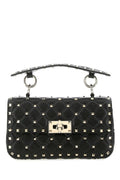 Valentino Garavani Woman Black Nappa Leather Small Rockstud Spike Handbag