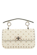Valentino Garavani Woman Ivory Nappa Leather Small Rockstud Spike Handbag