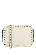Valentino Garavani Woman Ivory Leather Small Rockstud Crossbody Bag