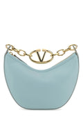 Valentino Garavani Woman Light Blue Leather Mini Hobo Vlogo Moon Handbag